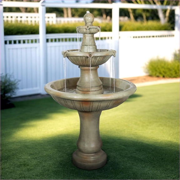 Fountains | 51.5" 3-Tier Modern Outdoor Water Fountain for Garden & Patio | Concrete / Cement | Tiered Waterfall