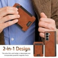 thumbnail image 4 of Magnetic for Samsung Galaxy Z Fold 7 Case with HD Tempered Glass Film,[Compatible with MagSafe][Built-in Detachable 2 in 1 Card Holder][Hinge Protection] PU Leather Shockproof Phone Case,Brown, 4 of 12