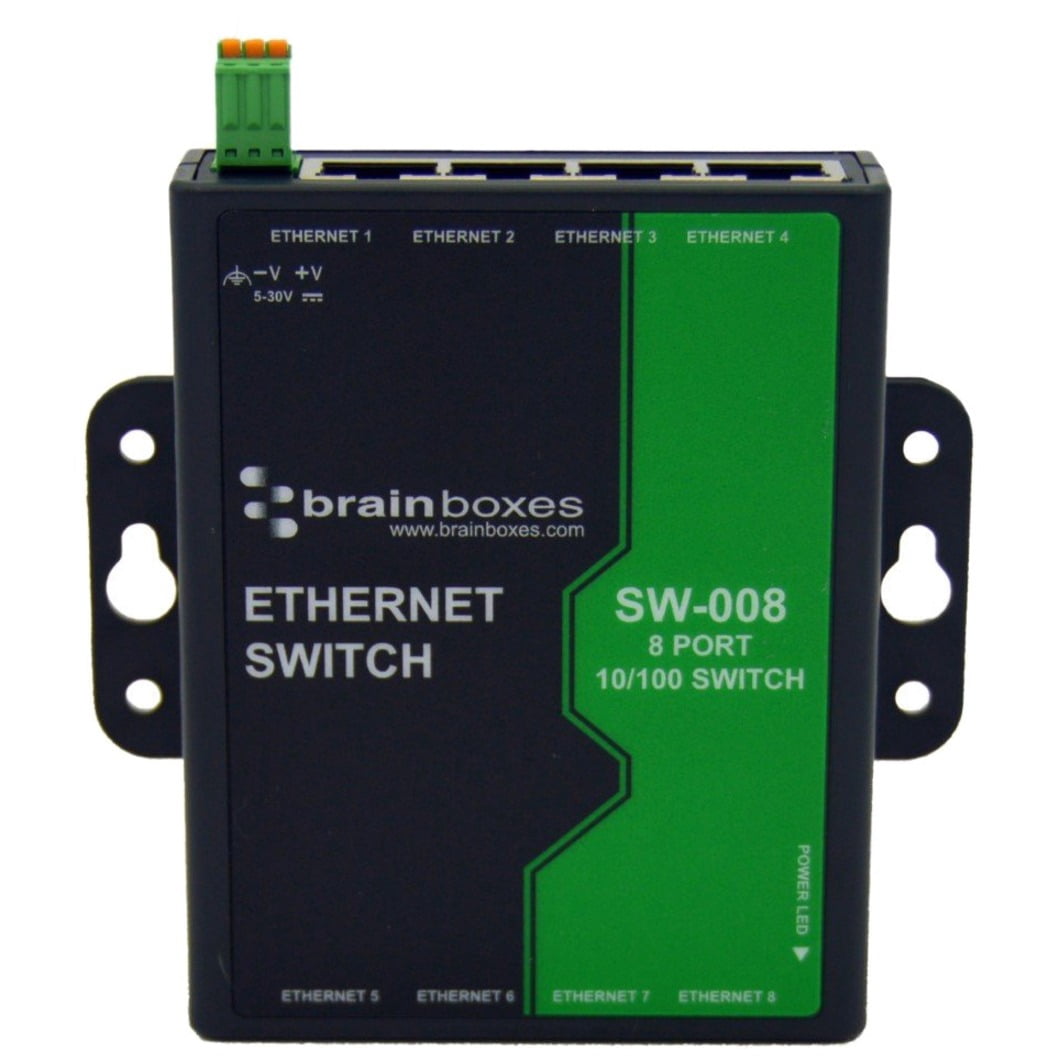 Brainboxes 8 Port Unmanaged Ethernet Switch Wall Mountable SW008
