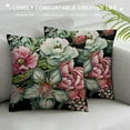 thumbnail image 3 of COMIO  Watercolor Vintage Rose Decorative Throw Pillow Cover Case, Peony Succulents Outdoor Pillow Cases Square Standard Cushion Covers for Sofa Couch Bed Car, 3 of 5