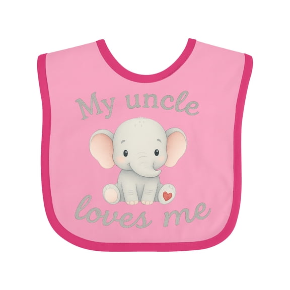 Inktastic My Uncle Loves Me Cute Elephant Boys or Girls Baby Bib