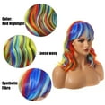 thumbnail image 4 of Unique Bargains Wigs for Women 16" Red Highlight Curly Wig with Wig Cap, 4 of 6