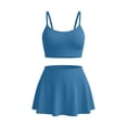 thumbnail image 7 of Xdegoge Swimsuits for Women Scoop Neck Crop Top High Waisted Bikini Sets Smooth Solid Color Flattering Full Coverage Summer Vacation Swimwear, 7 of 7