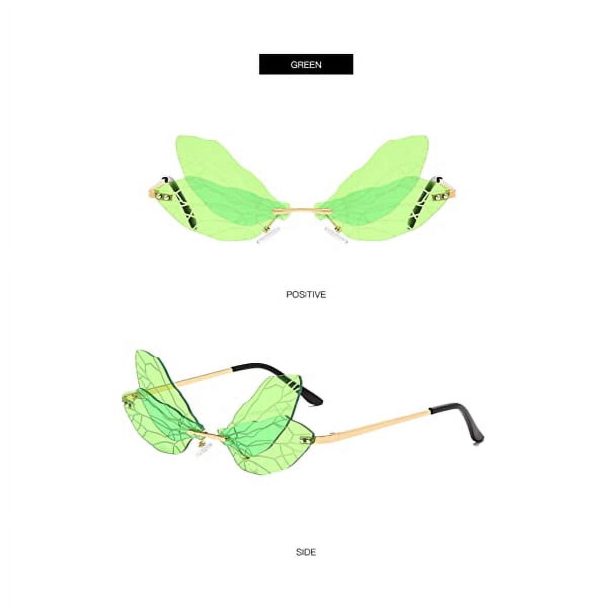 Dragonfly Wing Sunglasses Rimless Irregular Shades Glasses 