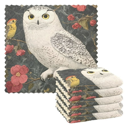 

WOBOGO Snowy Owl Kitchen Towels 6pcs Ultra Soft Absorbent Quick Drying Dish Cloths 11×11inch