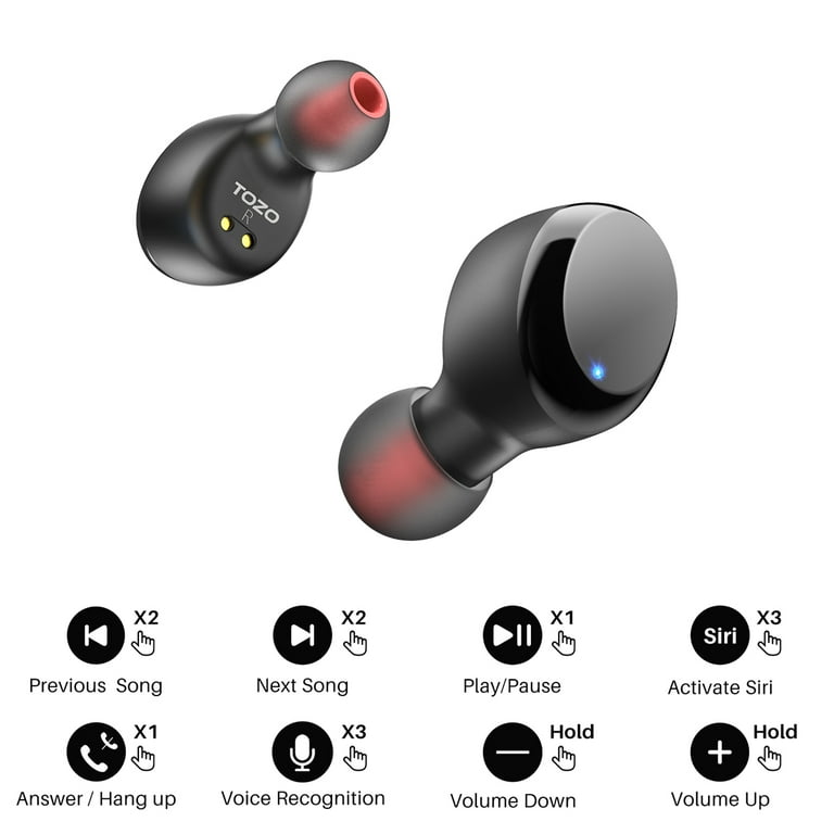 TOZO T6 True Wireless Earbuds Bluetooth 5.3 Headphones 45H Playtime with  Wireless Charging Case, IPX8 Waterproof