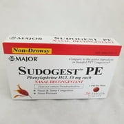 Major Sudogest PE Nasal Decongestant Tablets 10 mg. 36/Box (Pack of 3)