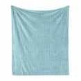 thumbnail image 1 of Vintage Blue Soft Flannel Fleece Blanket, Horizontal Wavy Lines with Ogee Style Bold Inner Details Curvy Motif, Cozy Plush for Indoor and Outdoor Use, 60" x 80", Baby Blue and White, by Ambesonne, 1 of 6