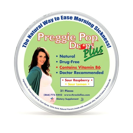 UPC: 0695342222250 | Three Lollies – Preggie Pop Drops Plus Sour Raspberry & Sour Lemon – 21 Piece(s) – Over-the-Counter Morning Sickmess Relief during Pregnancy – Safe for pregnant mom and baby
