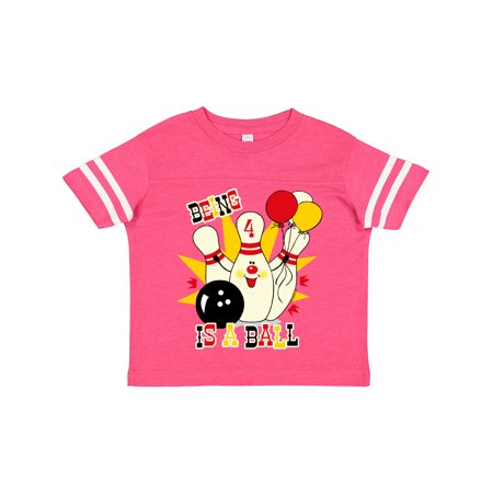 

Inktastic Cute Bowling Pin 4th Birthday Gift Toddler Boy or Toddler Girl T-Shirt