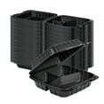 thumbnail image 2 of Thermo Tek 28 oz Black Mineral-Filled Plastic Clamshell Container - 3 Compartments - 8" x 8" x 3" - 100 count box, 2 of 10
