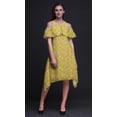 thumbnail image 4 of Bimba Robe Droite à Épaules Dénudées Style Chic Imprimé Floral Jaune pour Femmes Tunique d'Été - Moyen, 4 of 6