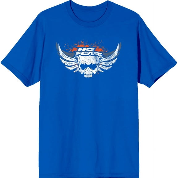 No Fear Skull With Wings Logo Adult Royal Blue Crew Neck Short Sleeve Tee-3XL