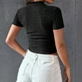 thumbnail image 5 of Womens Tops Women's Fashionable and Simple Crop Top with Exposed Navel High Neck Mesh Versatile Top Shirts for Women, 5 of 5