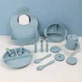 thumbnail image 2 of Juego de vajilla de silicona para niños, vajilla complementaria para alimentación de bebés, pantuflas, cuencos, cucharas, platos de cena y baberos, juego de 15 piezas, 2 of 5