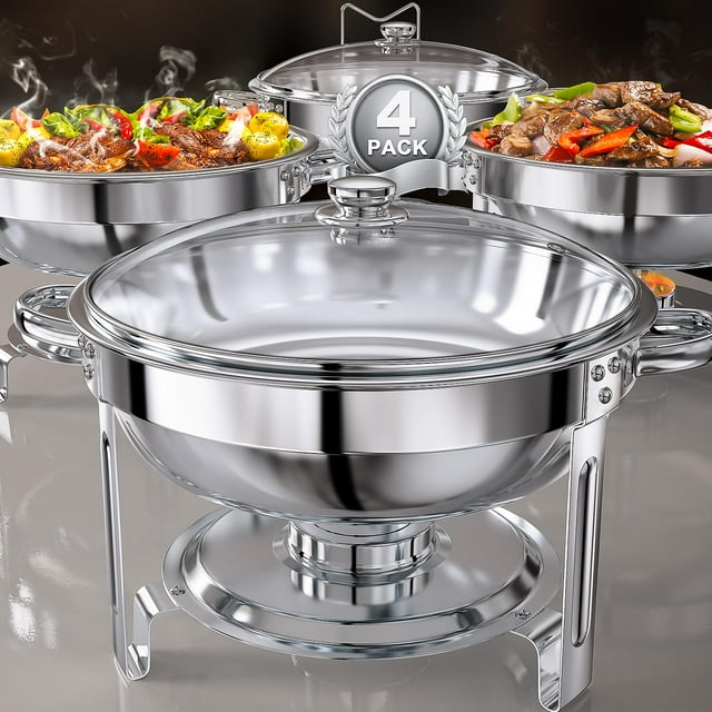Juego de platos GGIU de 5 litros para buffet con tapa de acero inoxidable