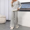 thumbnail image 4 of BangWanChi Two Piece Sets for Women Skirt Women New Awinter Fashion Sweater Loose Casual Long Sleeved Wide Leg Pants Knitted Two-piece Set Long Sleeved Round Neck Top/shirt Set, 4 of 5