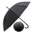 thumbnail image 2 of Rain Sun UV Protection Umbrella Large Full Size 42 Inches Canopy Coverage Windproof Auto Open J- Shape Stick Black w Sliver, 2 of 6