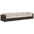 thumbnail image 2 of vidaXL 4 Piece Garden Sofa Set with Cushions Poly Rattan Brown, 2 of 11