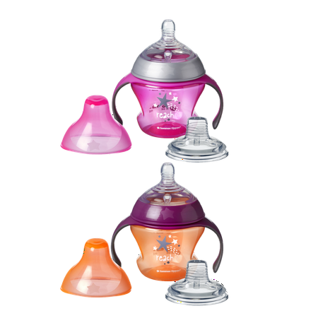 Tommee Tippee Closer to Nature First Sips Transition Cup with Handles, BPA-Free - 4+ Months, 2 Count