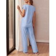 thumbnail image 4 of Ekouaer Womens Pajama Sets Cap Sleeve Sleepwear Tops and Long Pants Comfy Pjs 2 Piece Lounge Set with Pockets -, 4 of 6