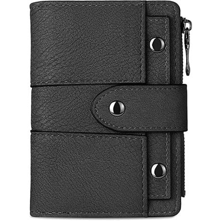 Veballensty Small Wallet for Women Leather Bifold Multi Mini Card Holder  Organizer Black