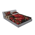 thumbnail image 2 of Ambesonne Leopard Print Fitted Sheet & Pillow Sham Set, Romantic Rose Lace, Calking, Red Sand Brown and Dark Grey, 2 of 2