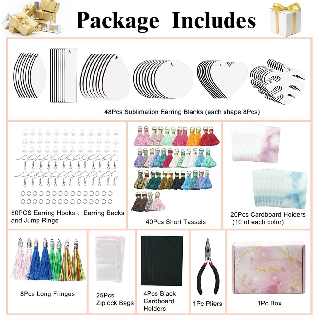 TINYSOME 24Pcs Sublimation Blanks Earring Making Kit for Women Girls DIY  Earring Jewelry 