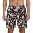thumbnail image 2 of Picia Daisies Flowers pattern Mens Swim Trunks with Compression Liner Stretch Beach Shorts Quick Dry with Zipper Pockets No-Chafing Board Shorts-Small, 2 of 9