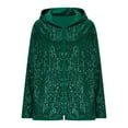 thumbnail image 6 of OGLCCG Women's Long Sleeve Sequin Jackets Open Front Sequin Cardigan with Hood Trendy Sparkle Shiny Glitter Party Outwear,XL,Green, 6 of 7