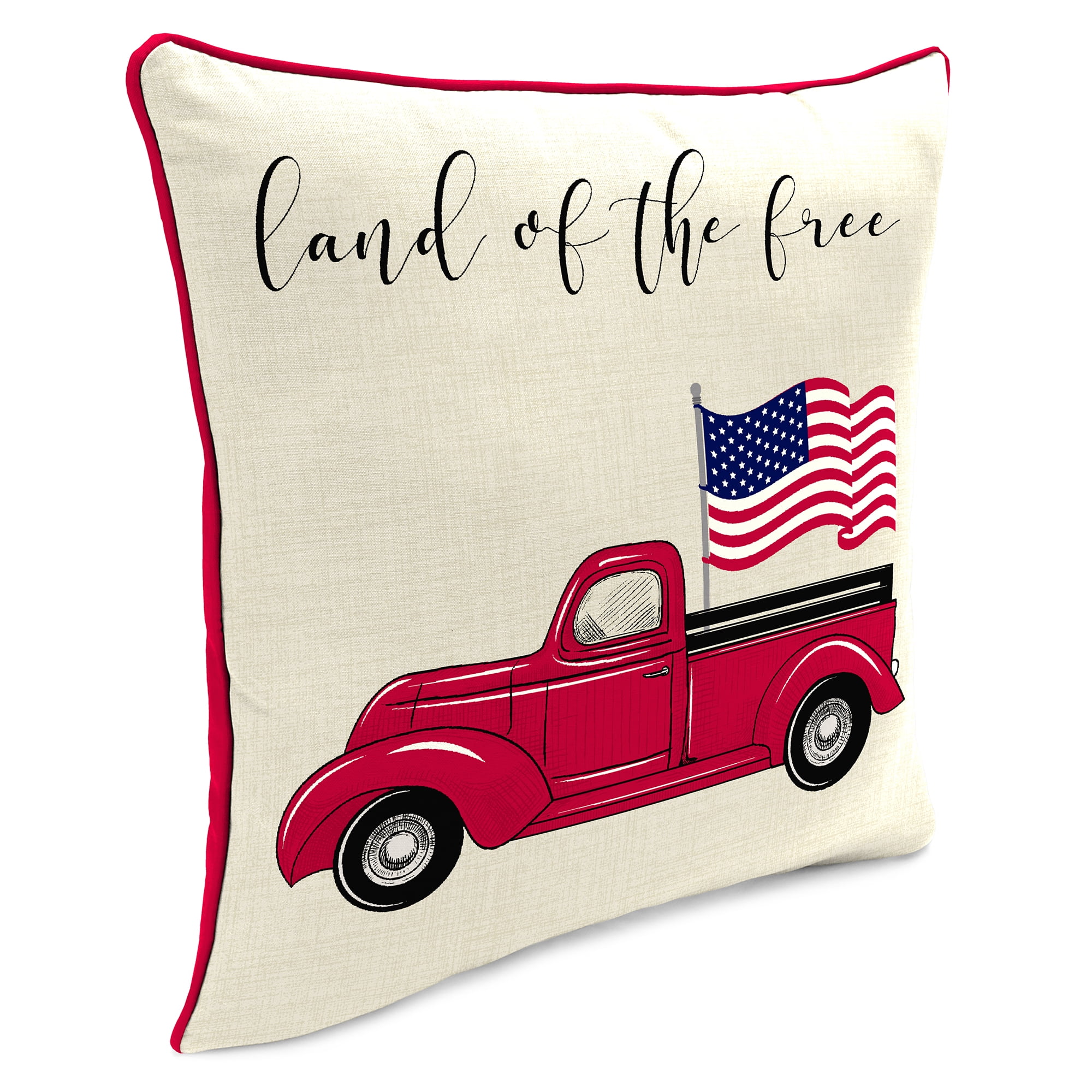 Jordan Manufacturing 18" x 18" Beige Land of the Free Truck Reversible Outdoor Throw Pillow (2-Pack)