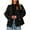 Black, variant on SwiftWear Womens Cropped Trench Coat Oversized Double Breasted Lapel Stand Collar Long Sleeve Short Jacket Fashion Outerwear, Khaki
