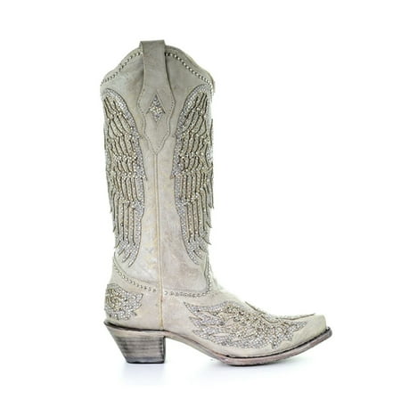 

CORRAL Adult Female Cross & Wings Boots Color: White Size: 6.5 Width: M