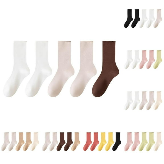 QLEICOM Womens Socks,Socks for Women,Women's Mid-Crew Socks Solid Colors with Breathable for All-Day Comfortable Versatile Ankle Socks Provide Lightweight Warmth for Casual Everyday Wear Multicolor