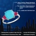 thumbnail image 2 of Gem Stone King 3.86 Ct Cushion Green Turquoise Red Created Ruby 10K White Gold Ring (Size 9), 2 of 6
