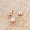 thumbnail image 3 of Precious Stars Rose Goldtone Stainless Steel 6mm Sphere Earring Studs, 3 of 3