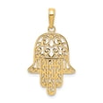 thumbnail image 1 of Pendentif Collier Hamsa en Filigrane en Or Jaune 14k Religieux Judaïque, 1 of 6