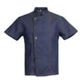 thumbnail image 2 of Camisa de Mezclilla Unisex Chef Chaqueta Mangas Cortas Camiseta Cocina Uniforme - Azul, M Azul m Soledad chaqueta de chef de manga corta, 2 of 10