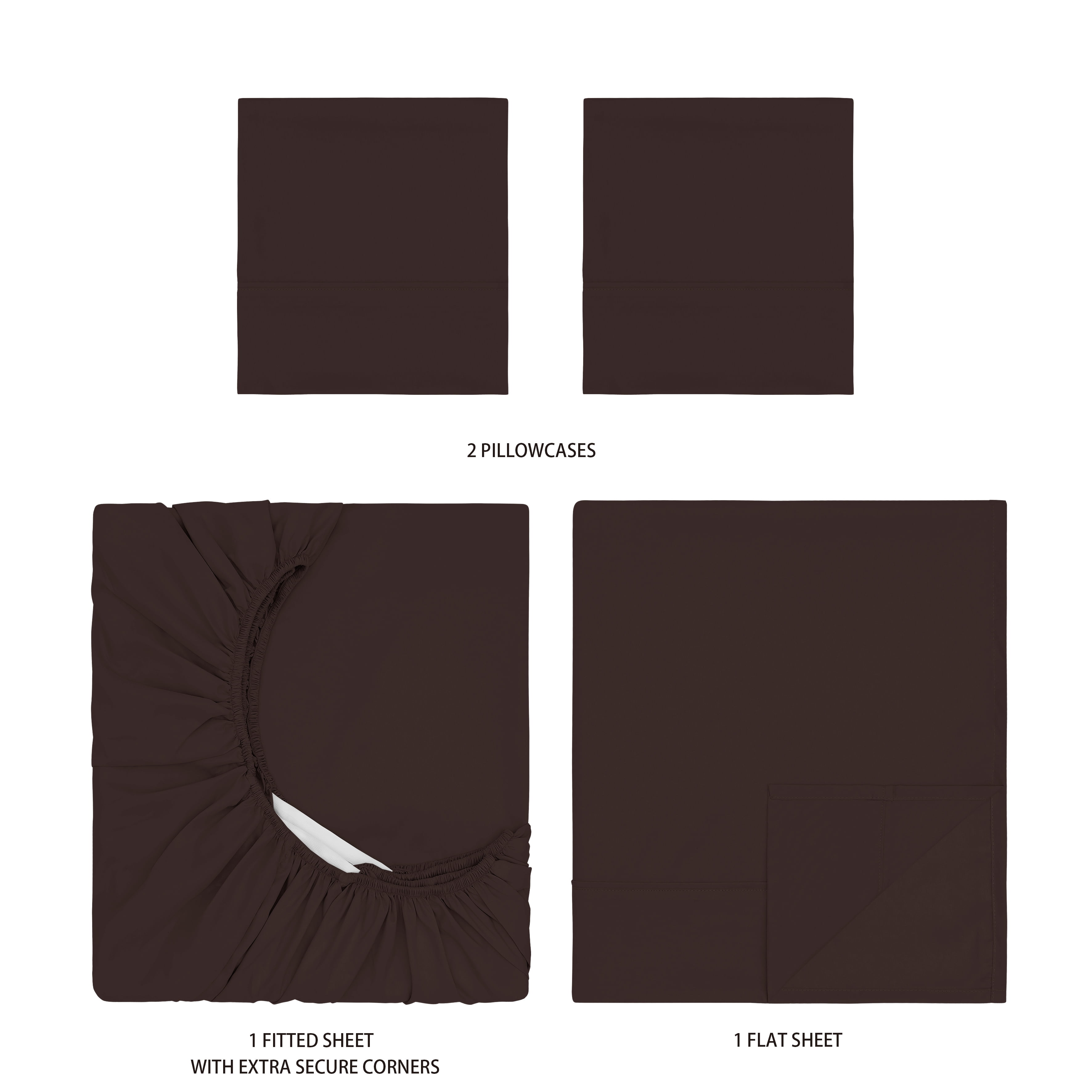 Mainstays Super Soft Brushed Microfiber Bed Sheet Set, Caffeine Brown, Full, 4 Piece