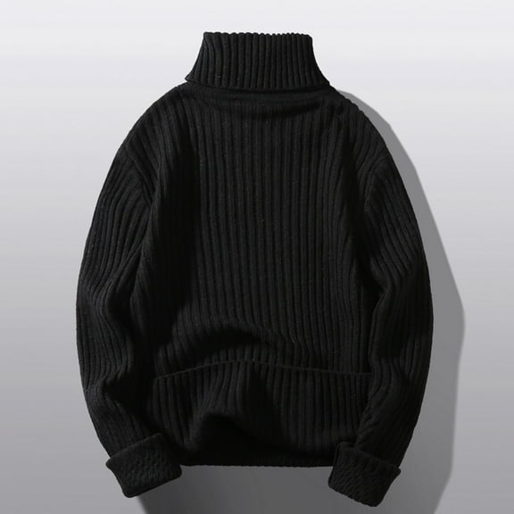 Aayomet Sweaters for Men Winter Wool Sweater Round Neck Pullover Bottoming Shirt All Matching High Neck Top (Black, XXXL)