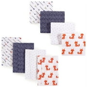 Hudson Baby Unisex Baby Cotton Flannel Burp Cloths and Receiving Blankets, 8-Piece, Foxes, One Size