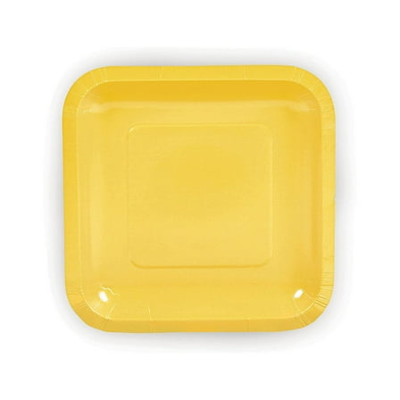 Fun Express Square Paper Dessert Plates Mimosa Yellow - 24 Ct
