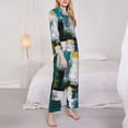 thumbnail image 3 of Fotbe Abstract Brushstrokes Green Blue Conjunto de Pijama de Manga Larga para Mujer con Estampado, Ropa de Dormir de 2 Piezas, Conjunto de Casa Suave y Cómodo con Bolsillos-XX-Large, 3 of 7