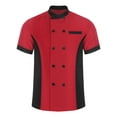 thumbnail image 3 of Hansber Unisex Lightweight Chef Coat Professional Cook Chef Jacket Kitchen Work Uniform for Men and Women Burgundy M, 3 of 5