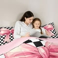 thumbnail image 5 of Homewish Kawaii Pink Ribbon Bedding Comforter Set, Fashion Buffalo Plaid Twin Comforter Sets, Teens Kids Girls Reversible Bedding Set, Luxury Bedroom Decor, 2 Pieces, 5 of 8