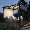 thumbnail image 3 of GAZEBETER 10 x 10 ft Outdoor Pergola with Retractable Canopy,Metal Steel Frame,Sun Shade Shelter for Garden,Backyard and Deck,Beige, 3 of 12