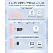 Carlikeit Pink Mini Wireless Lavalier Microphone for iPhone Android USB-C Devices, Clip-On Mic for Vlogging, Podcast, Interview & Social Media Recording with Noise Reduction