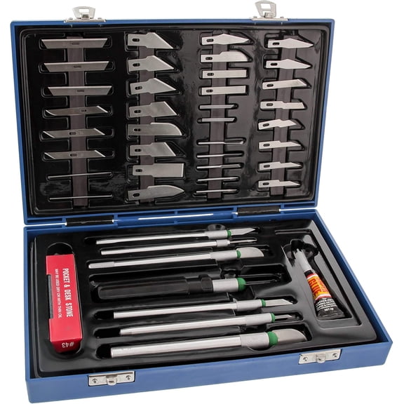 Deluxe Cutting Knife SET with Similar to Exacto - 56 Piece Precision Hobby Set
