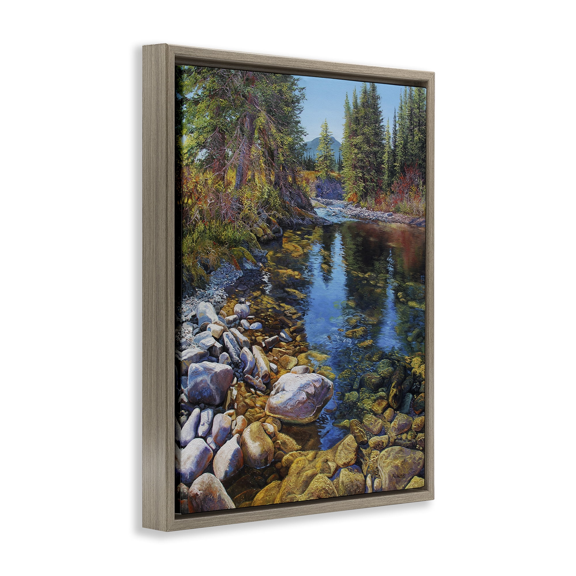 Stupell Industries Etherington Creek View Landscape & Nature Painting Brown Floater Framed Canvas Art Print Wall Art, 17 x 21