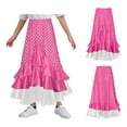 thumbnail image 5 of TiaoBug Kids Girls Polka Dots Layered Ruffle Flamenco Skirt Spanish Folklorico Gypsy Full Circle Dance Skirts Hot Pink 16, 5 of 7